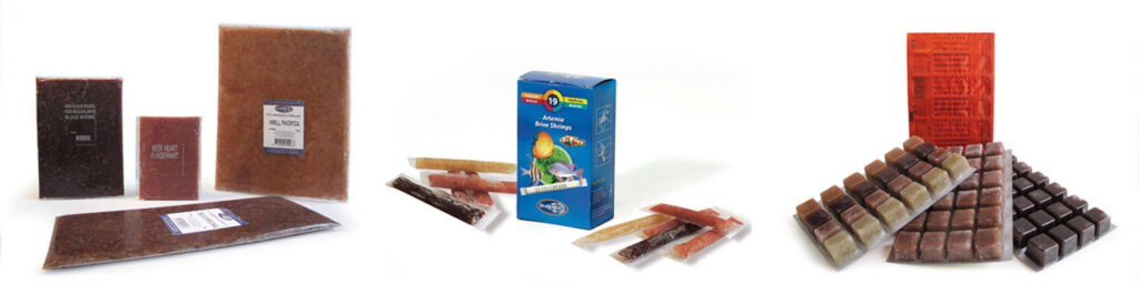 Verschillende verpakkingsvormen: platen, blisters en foodsticks.