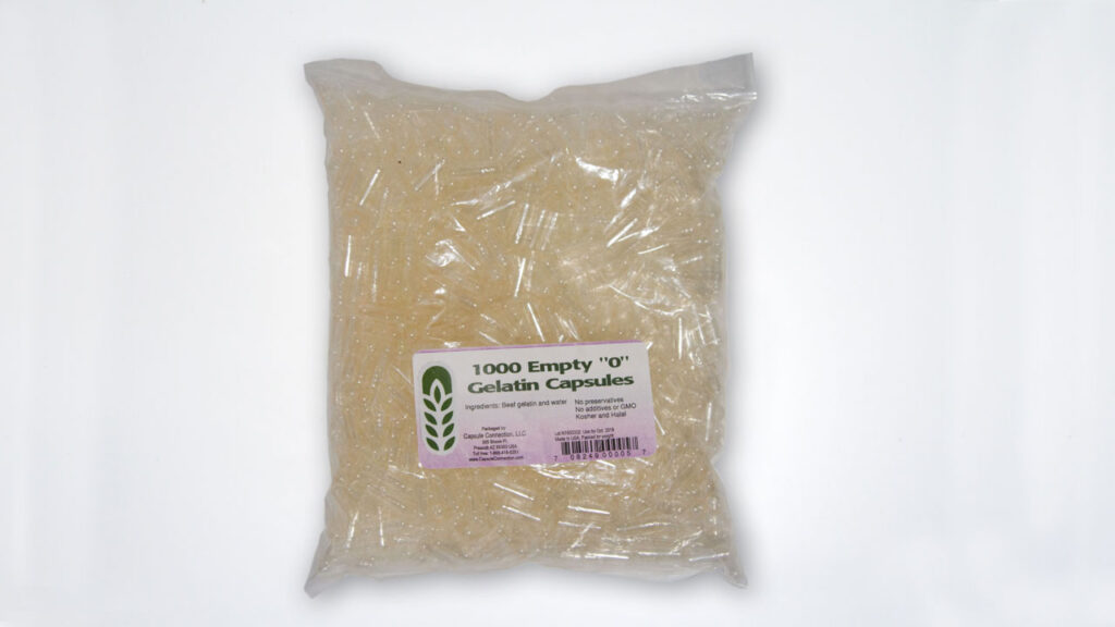 Een zakje 1000 gelatine capsules via het internet besteld. Maar ze zijn ook in kleiner hoeveelheden te koop!